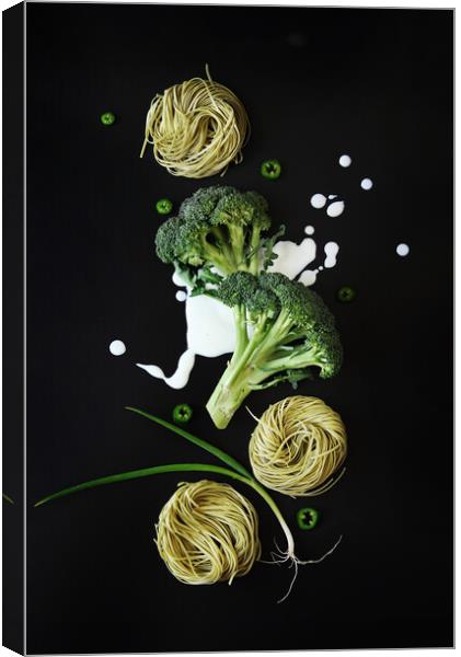 Broccole Pasta Canvas Print by Olga Peddi