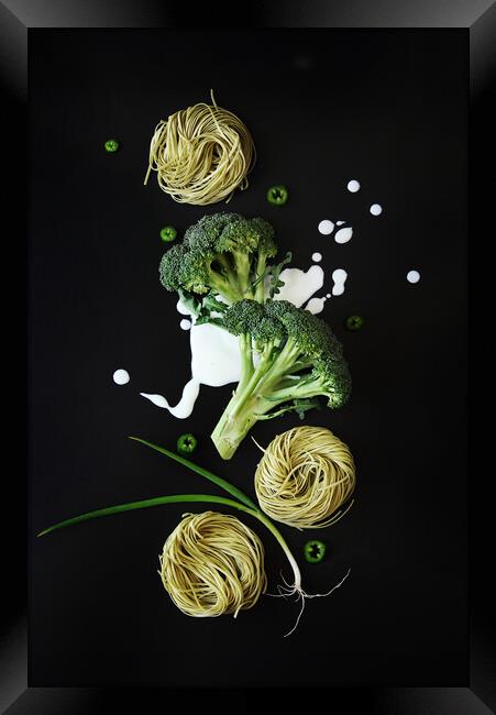 Broccole Pasta Framed Print by Olga Peddi