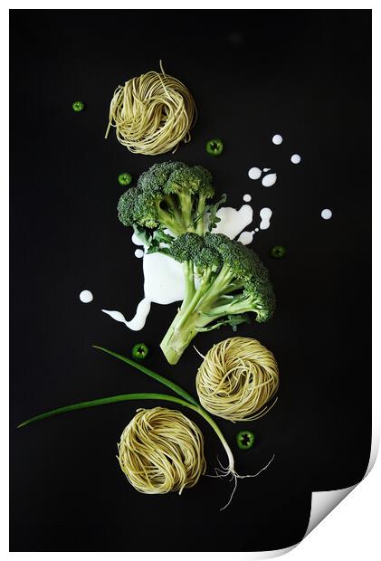 Broccole Pasta Print by Olga Peddi