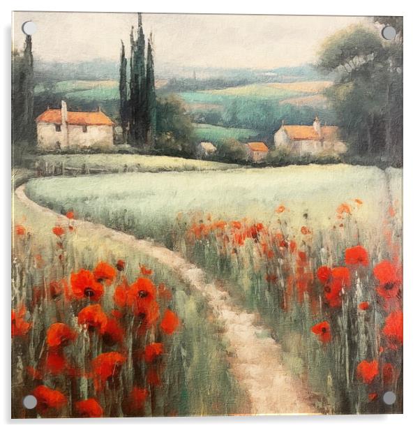 Poppy Fields A Acrylic by Zahra Majid