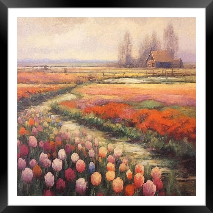 Gorgeous subdued Tulip Fields Framed Mounted Print by Zahra Majid