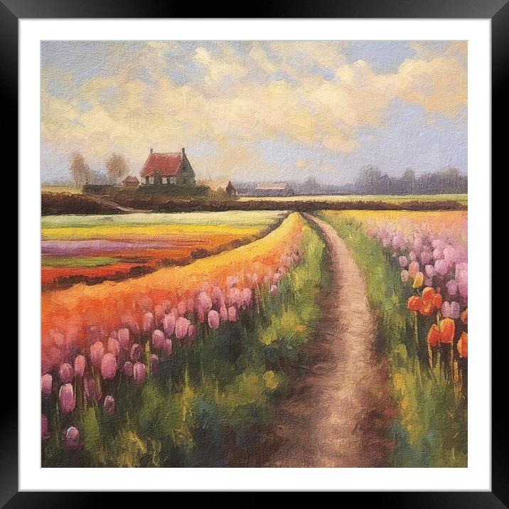 Tulips trailing a welcoming warm path Framed Mounted Print by Zahra Majid