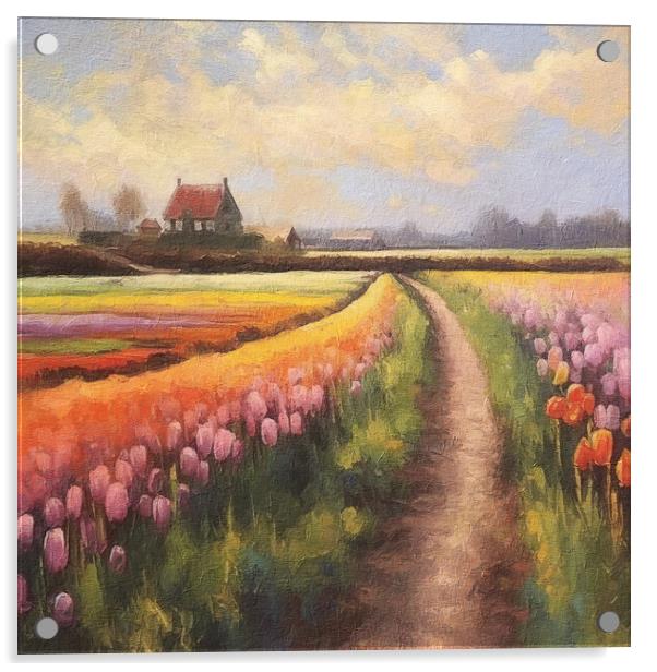 Tulips trailing a welcoming warm path Acrylic by Zahra Majid
