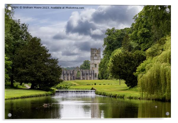 Fountains Abbey river and weir Acrylic by Graham Moore