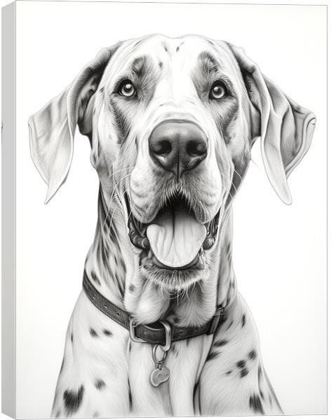 Great Dane Pencil Drawing Canvas Print by K9 Art