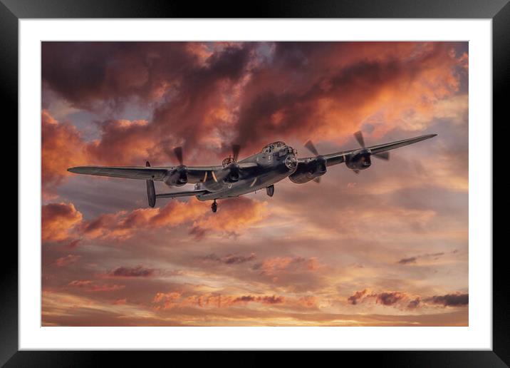 Lancaster Fire in the Sky Framed Mounted Print by J Biggadike