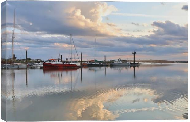 Cloudscape reflections over Brightlingsea harbour  Canvas Print by Tony lopez