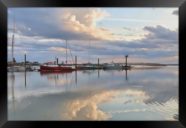 Cloudscape reflections over Brightlingsea harbour  Framed Print by Tony lopez