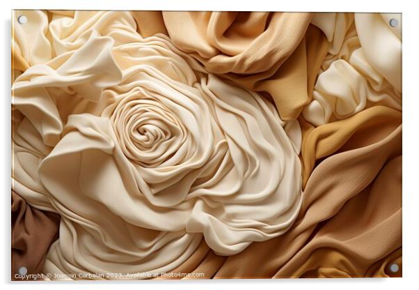 Background of fabrics and sheets of cream tones fo Acrylic by Joaquin Corbalan