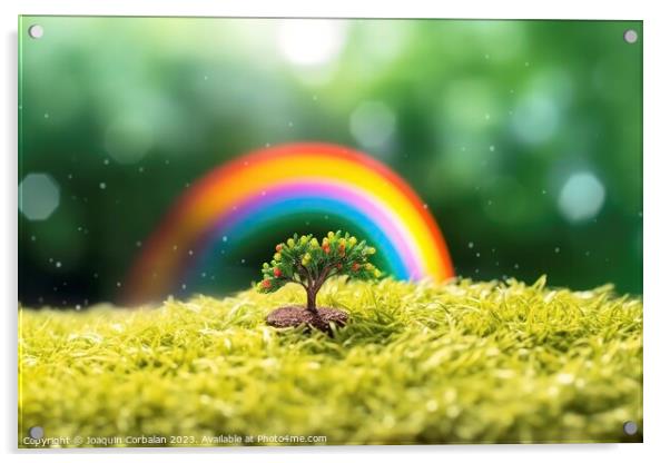Hopeful composition, a childish rainbow surrounds  Acrylic by Joaquin Corbalan