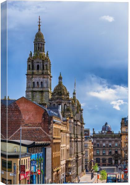 Glasgow Center With City Chambers Tower Canvas Print by Artur Bogacki