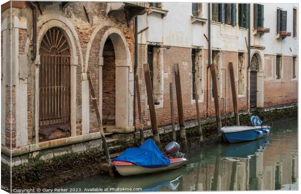Typical Venetian canal, early in the morning. Venice, Italy.  Canvas Print by Gary Parker
