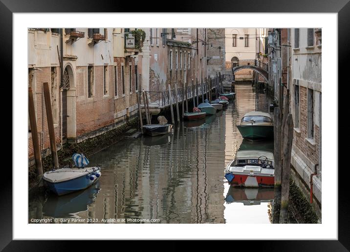 Typical Venetian canal, early in the morning. Venice, Italy.  Framed Mounted Print by Gary Parker