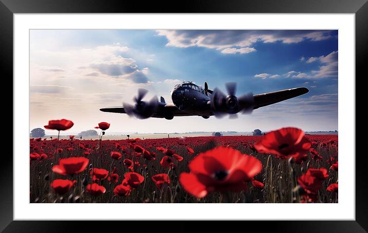 Poppy Field Flyby  Framed Mounted Print by CC Designs
