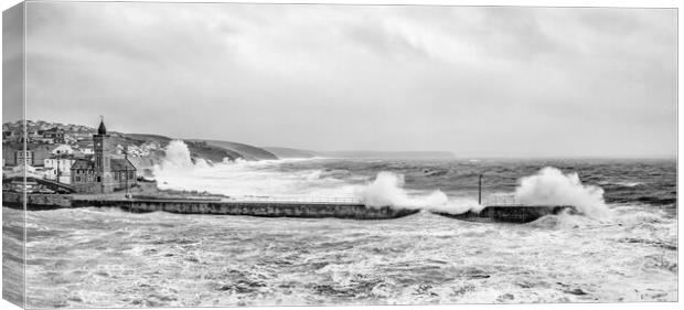 Porthleven storm Diana Canvas Print by kathy white