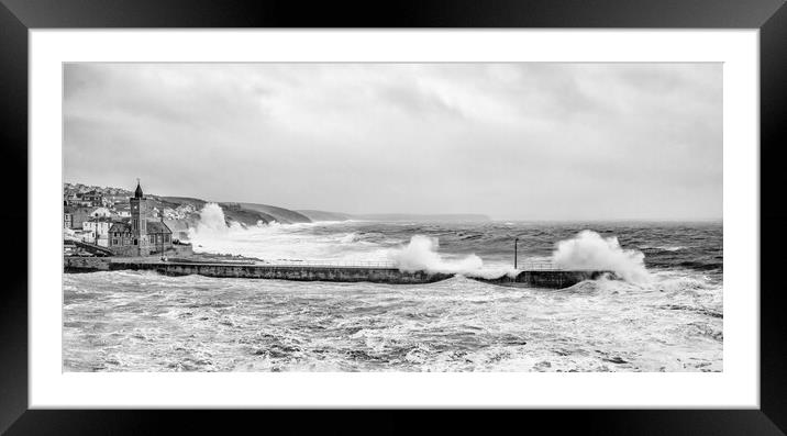 Porthleven storm Diana Framed Mounted Print by kathy white