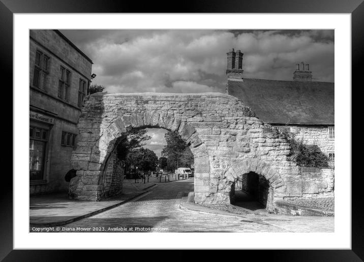Newport Arch Lincoln Black and White Framed Mounted Print by Diana Mower