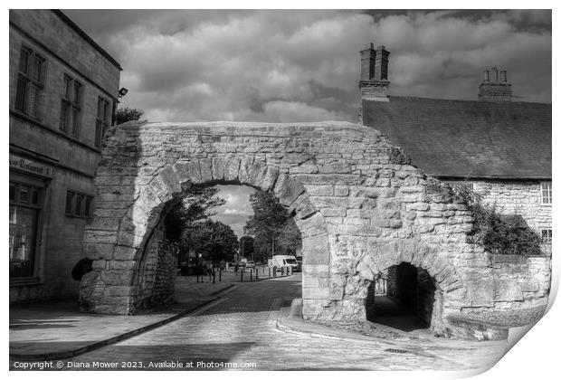 Newport Arch Lincoln Black and White Print by Diana Mower