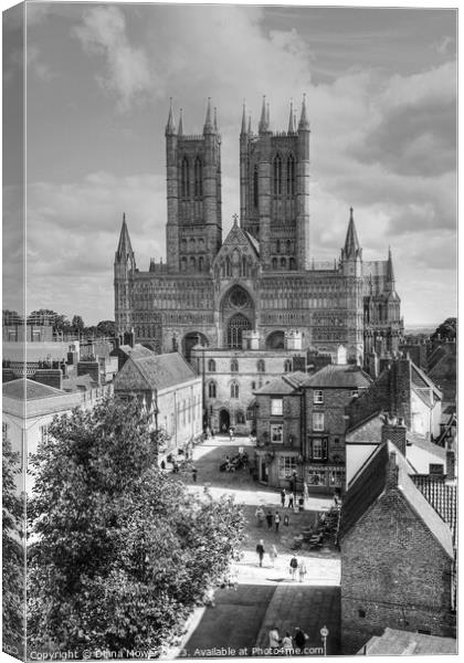 Lincoln Cathedral Black and White Canvas Print by Diana Mower