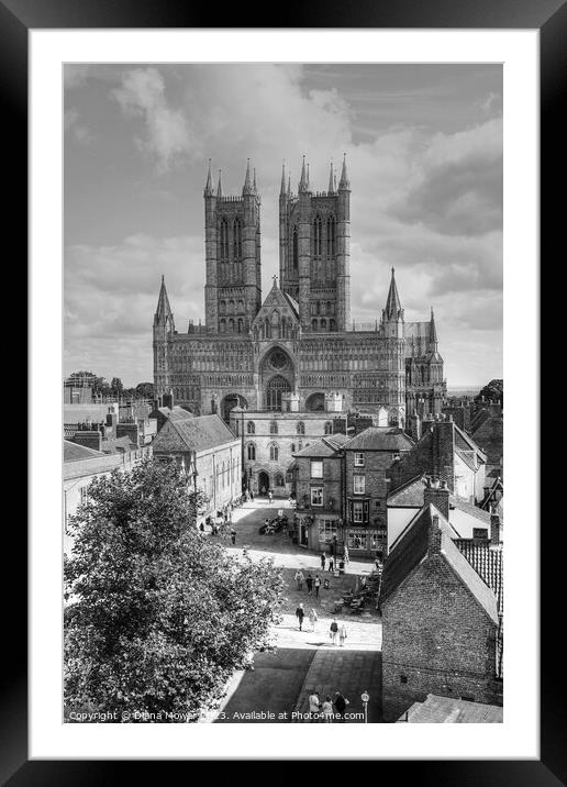 Lincoln Cathedral Black and White Framed Mounted Print by Diana Mower