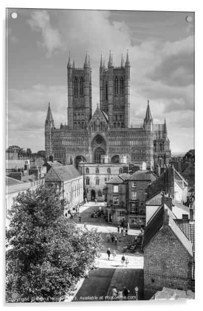 Lincoln Cathedral Black and White Acrylic by Diana Mower