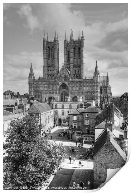 Lincoln Cathedral Black and White Print by Diana Mower