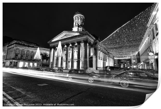 Glasgow Gallery of modern art at night Print by Les McLuckie