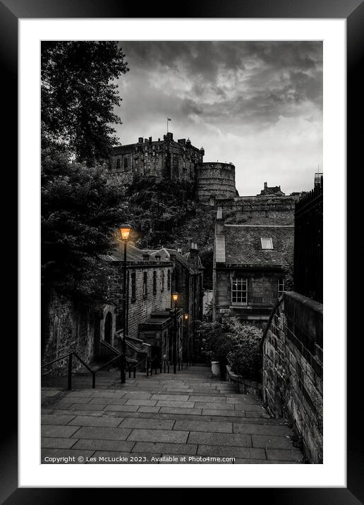 The Vennel Viewpoint Edinburgh Scotland Framed Mounted Print by Les McLuckie