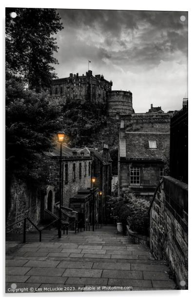 The Vennel Viewpoint Edinburgh Scotland Acrylic by Les McLuckie