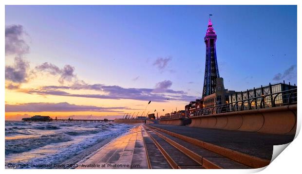 Blackpool Promenade View Print by Michele Davis