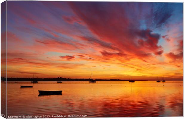 Vivid sunrise on Swale Estuary 1 Canvas Print by Alan Payton