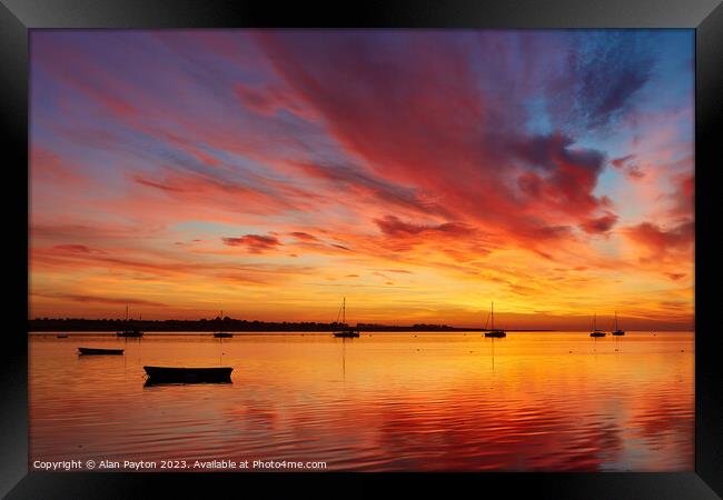 Vivid sunrise on Swale Estuary 1 Framed Print by Alan Payton
