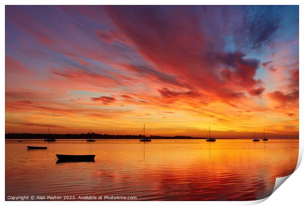 Vivid sunrise on Swale Estuary 1 Print by Alan Payton