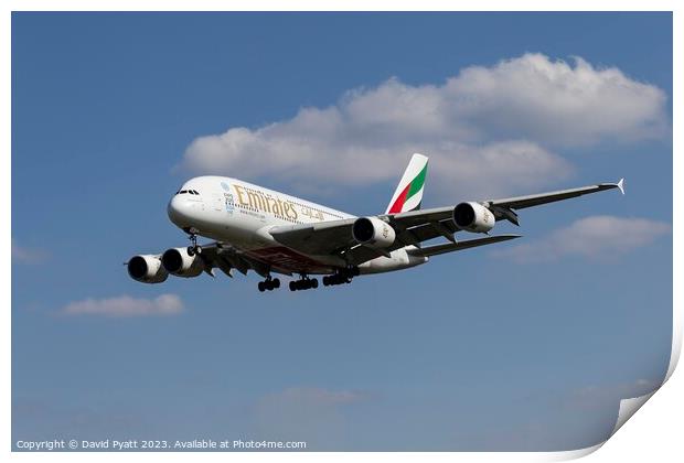 Emirates Airbus A380-861  Print by David Pyatt