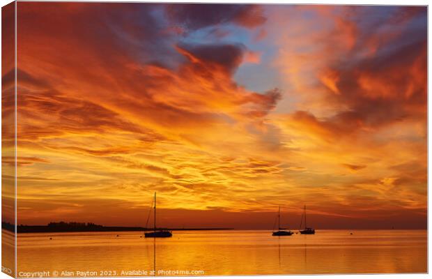 Vivid sunrise on Swale Estuary 2 Canvas Print by Alan Payton