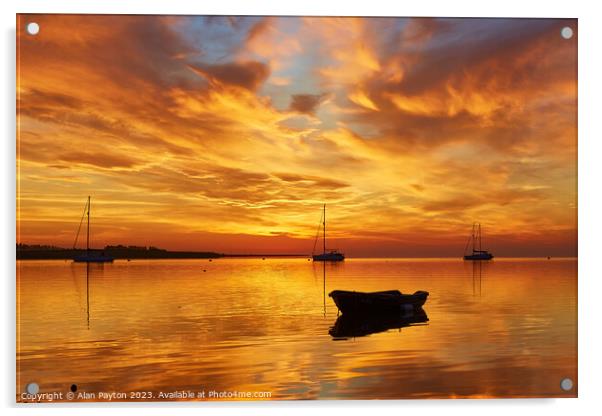 Vivid sunrise on Swale Estuary 3 Acrylic by Alan Payton