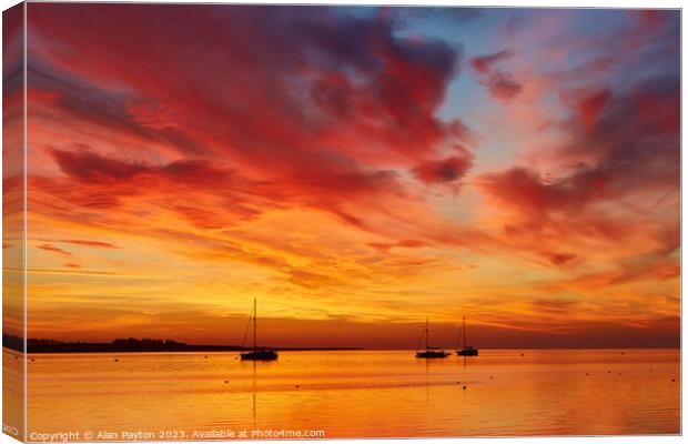 Vivid sunrise on Swale Estuary 4 Canvas Print by Alan Payton