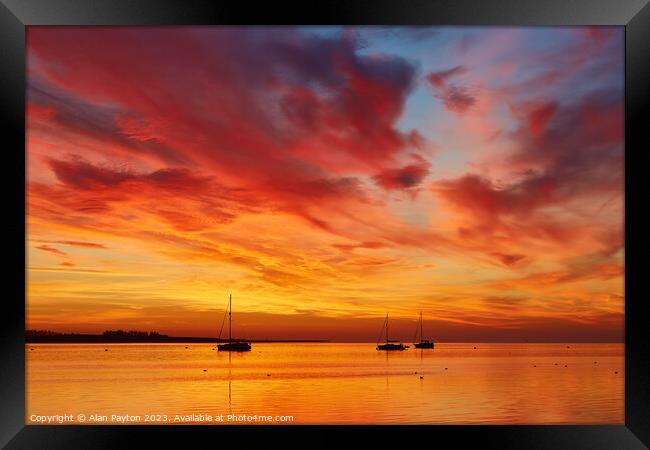 Vivid sunrise on Swale Estuary 4 Framed Print by Alan Payton