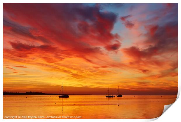 Vivid sunrise on Swale Estuary 4 Print by Alan Payton