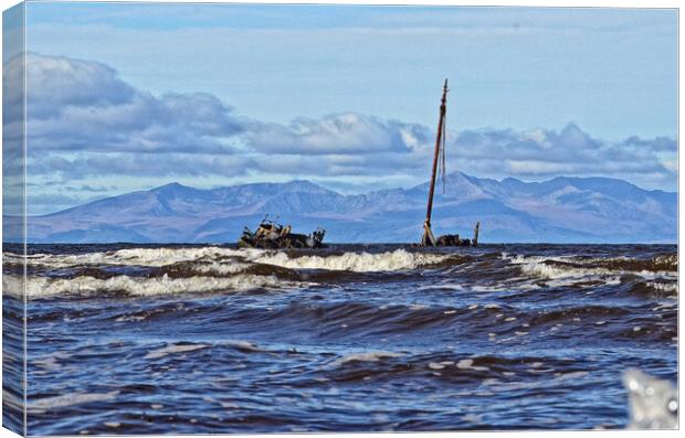 Clyde puffer wreck Kaffir off Ayr harbour Canvas Print by Allan Durward Photography