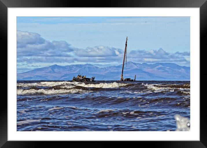 Clyde puffer wreck Kaffir off Ayr harbour Framed Mounted Print by Allan Durward Photography