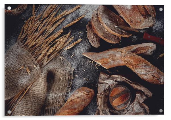 Breads and rolls Acrylic by Olga Peddi
