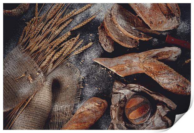 Breads and rolls Print by Olga Peddi