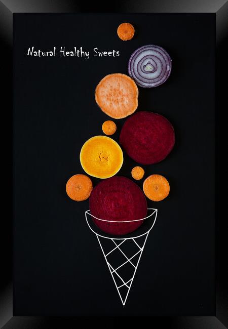  Healthy food and vegetarian food concepts. Framed Print by Olga Peddi