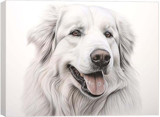 Great Pyrenees Pencil Drawing Canvas Print by K9 Art