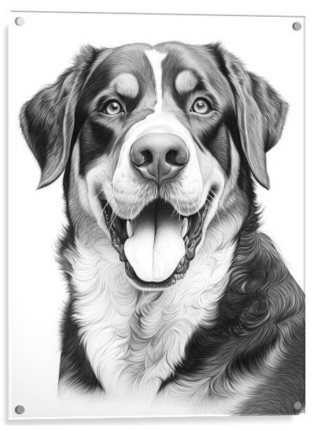 Greater Swiss Mountain Dog Pencil Drawing Acrylic by K9 Art