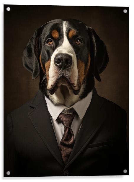 Greater Swiss Mountain Dog Acrylic by K9 Art