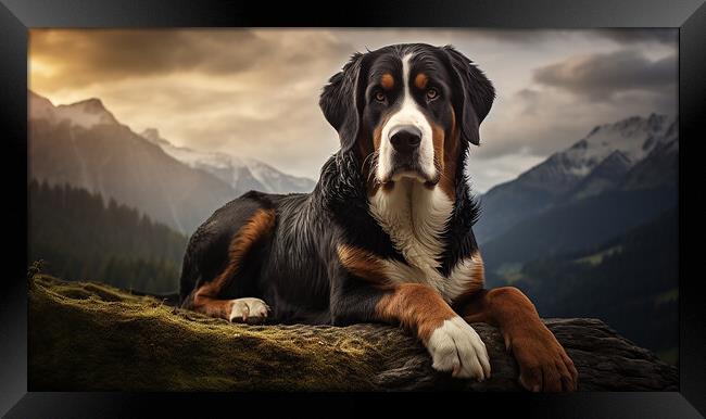 Greater Swiss Mountain Dog Framed Print by K9 Art