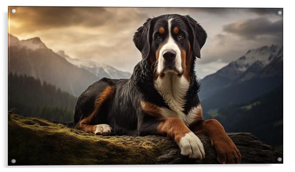 Greater Swiss Mountain Dog Acrylic by K9 Art