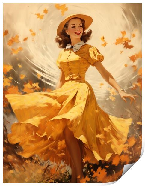 Sunshine Yellow in Vintage Autumn Print by Zahra Majid